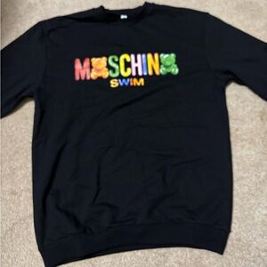 Moschino Black Crewneck with Multicolor Logo